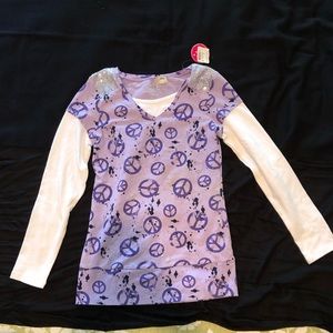 Justice long sleeve peace sign shirt